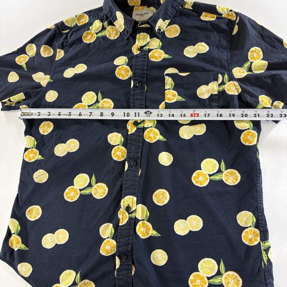Goodfellow & Co Men's Large Slim Fit Citrus Lemon Orange Print Button Shirt L - Picture 4 of 5